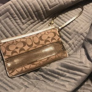 Gold Coach Wristlet In Very Good Condition!